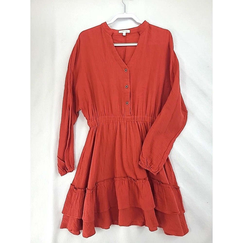 Carole Christian Tiered Dress Sz‎ L Rust Color